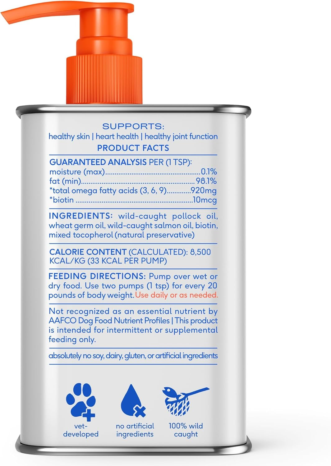 Omega 3 Fish Oil for Dogs & Cats - Promotes Healthy Skin, Shiny Coat, & Strong Joints - Made with Wild Alaskan Salmon Oil for Dogs – Tasty, Fast-Absorbing Omega 3 6 9 Liquid Supplement- 8Oz