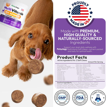 Dog Multivitamin Chewable Vitamins Supplements with Glucosamine 170 Chews Hip