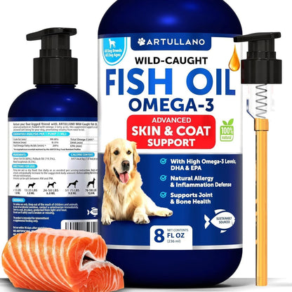 Omega 3 Fish Oil for Dogs 8 FL OZ Better than Salmon Oil Skin and Coat Defense