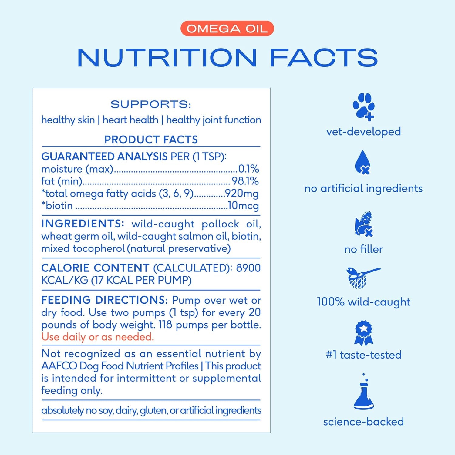 Omega 3 Fish Oil for Dogs & Cats - Promotes Healthy Skin, Shiny Coat, & Strong Joints - Made with Wild Alaskan Salmon Oil for Dogs – Tasty, Fast-Absorbing Omega 3 6 9 Liquid Supplement- 8Oz