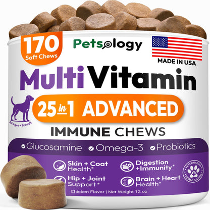 Dog Multivitamin Chewable Vitamins Supplements with Glucosamine 170 Chews Hip