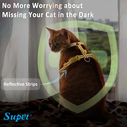 Cat Harness and Leash Escape Proof, Adjustable Breathable Cat Vest Harness with Reflective Trim, Cat Leash Set for Large Small Cats Kittens Puppies